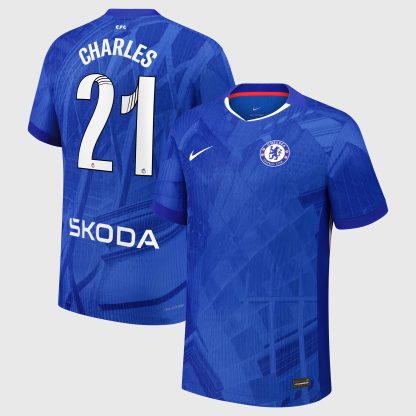 Chelsea WSL Nike Dri-FIT ADV Home Match Shirt 2025-26 with Charles 21 printing