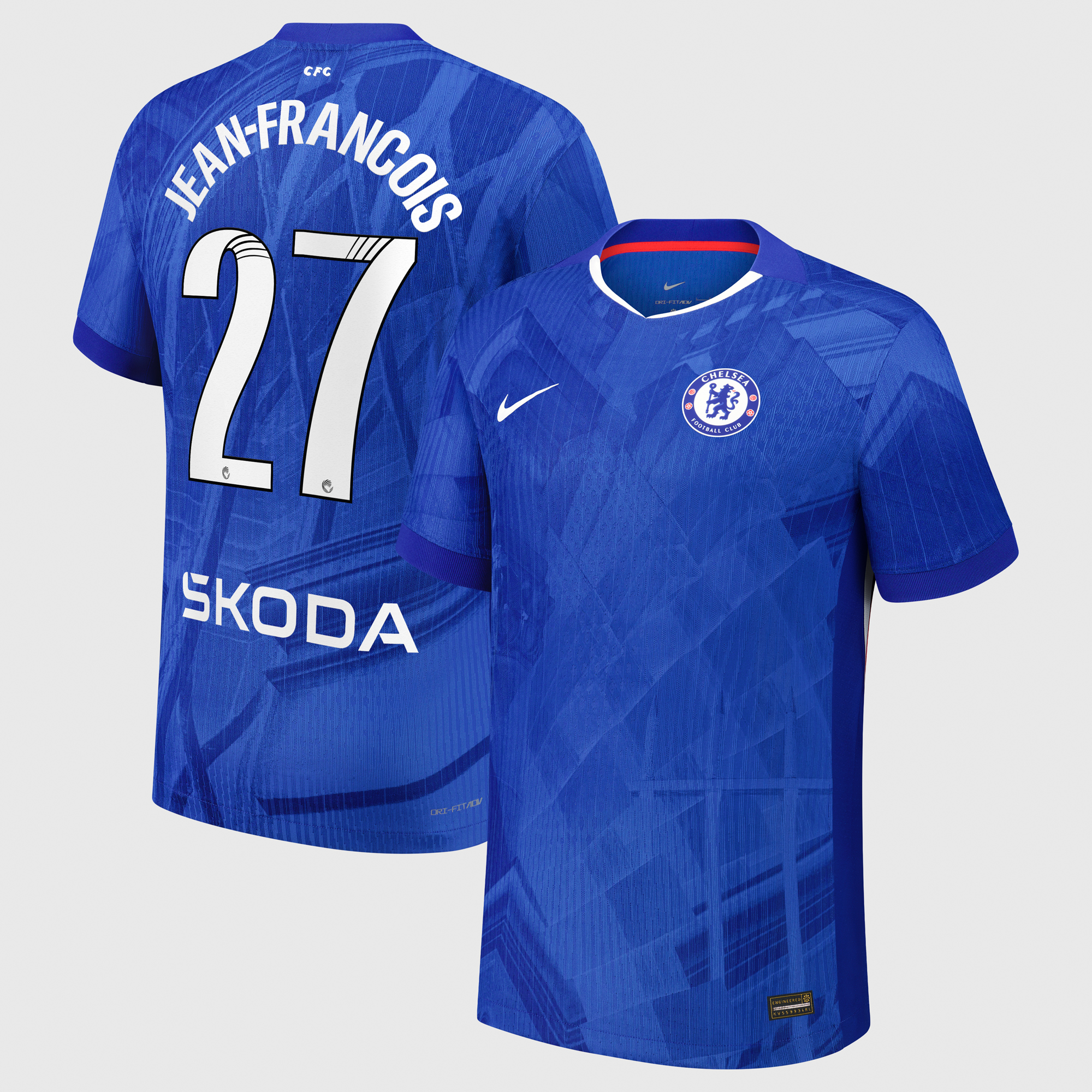 Chelsea WSL Nike Dri-FIT ADV Home Match Shirt 2025-26 with Jean-Francois 27 printing