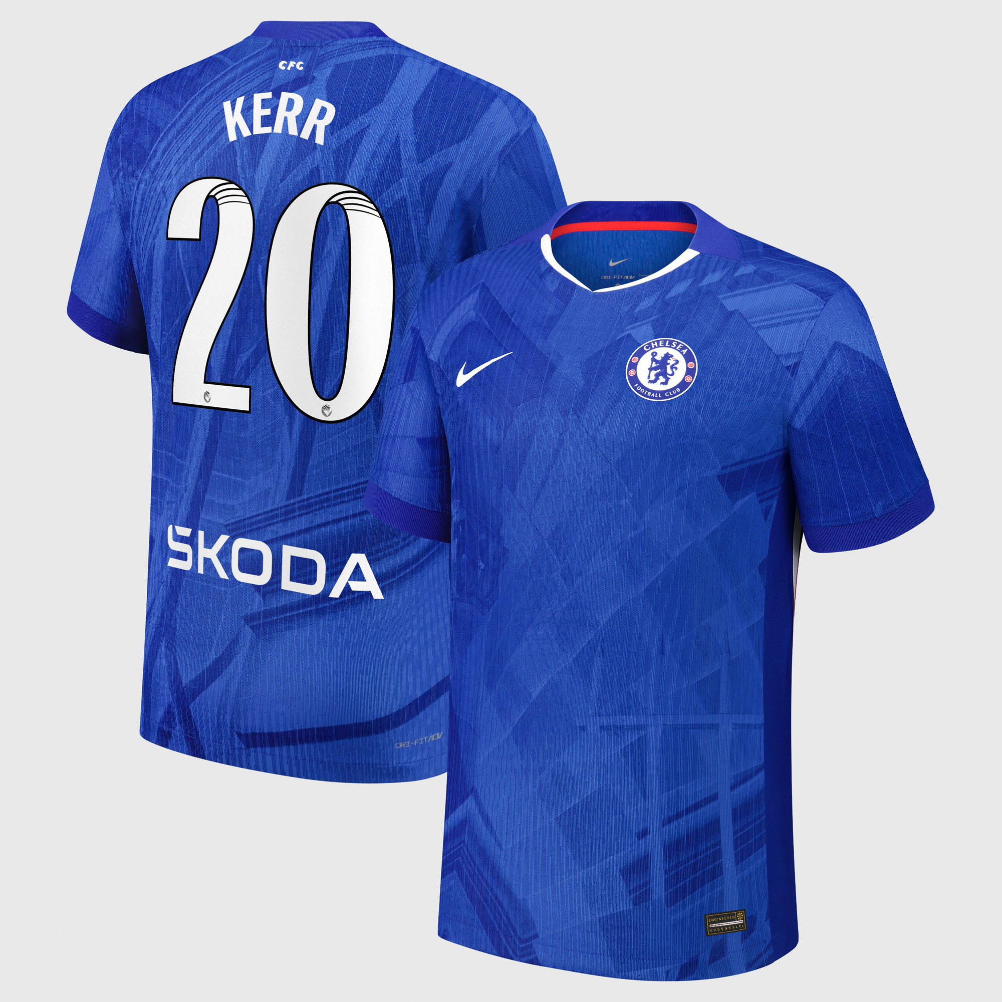 Chelsea WSL Nike Dri-FIT ADV Home Match Shirt 2025-26 with Kerr 20 printing