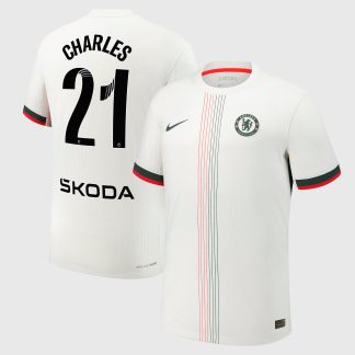 Chelsea WSL Nike Dri-Fit Adv Away Match Shirt 2025-26 with Charles 21 printing