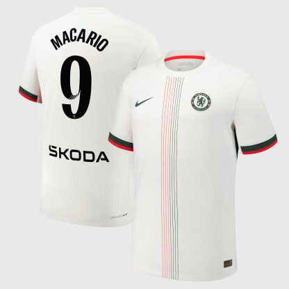 Chelsea WSL Nike Dri-Fit Adv Away Match Shirt 2025-26 with Macario 9 printing