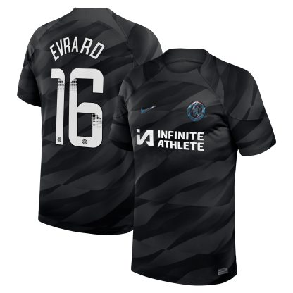 Chelsea WSL Nike Goalkeeper Stadium Sponsored Shirt 2023-24 with Evrard 16 printing