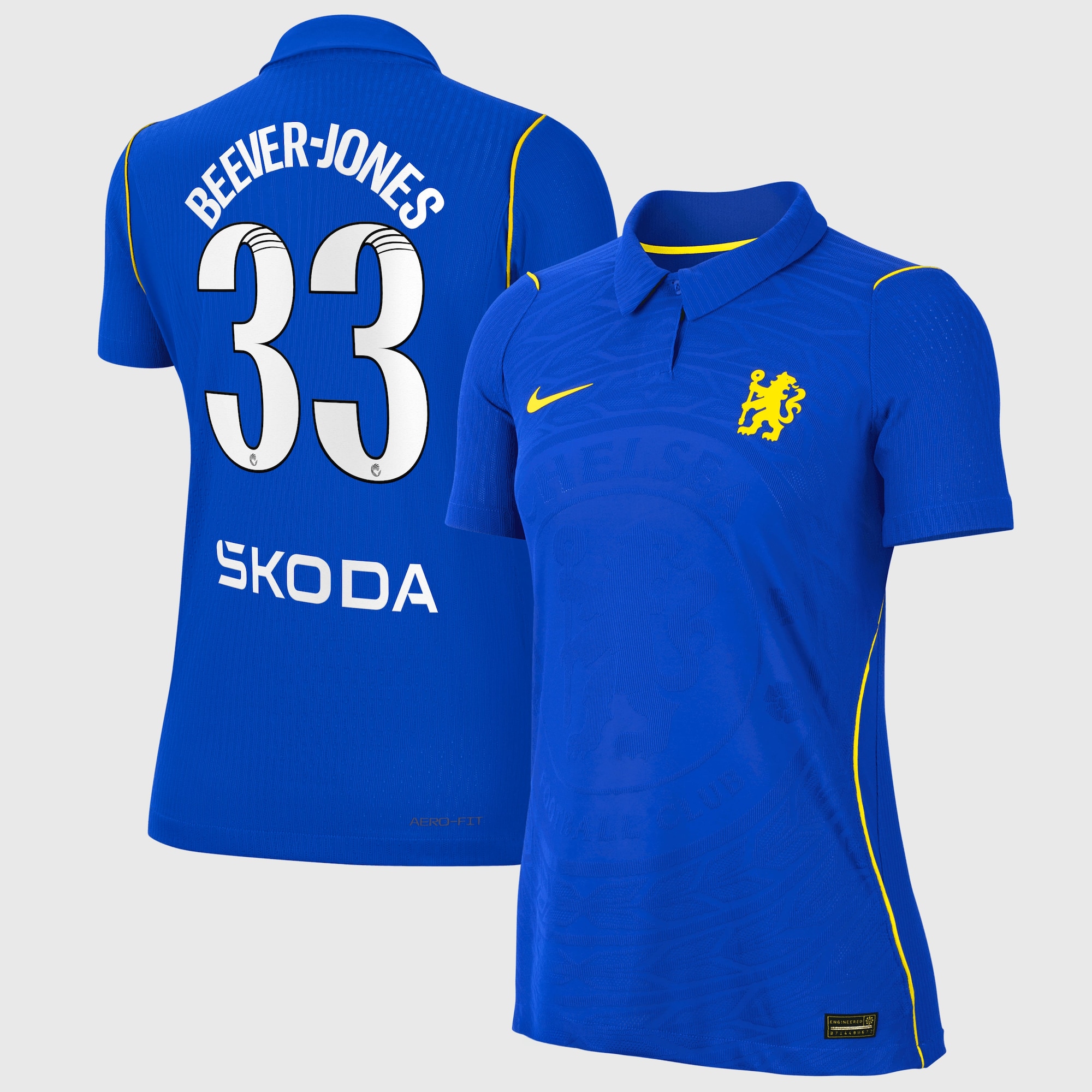 Chelsea WSL Nike Home Aero-FIT Match Shirt 2026-27 - Womens with Beever-Jones 33 printing