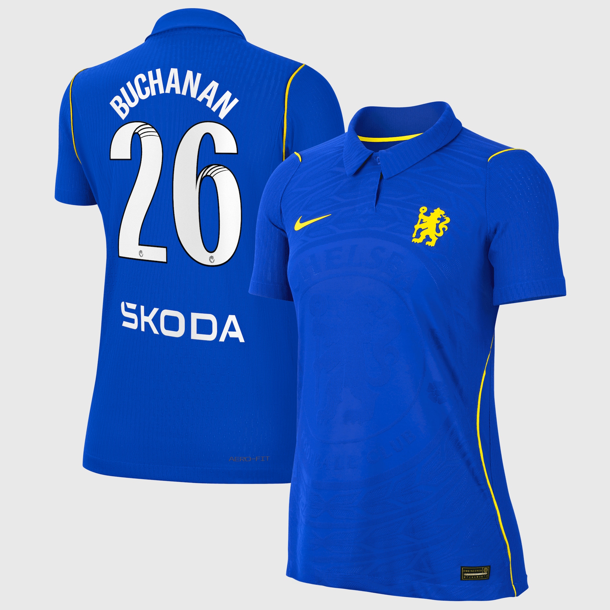 Chelsea WSL Nike Home Aero-FIT Match Shirt 2026-27 - Womens with Buchanan 26 printing