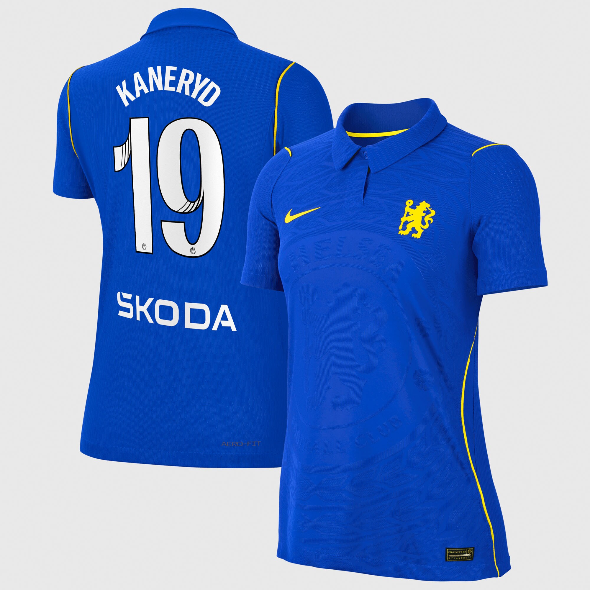 Chelsea WSL Nike Home Aero-FIT Match Shirt 2026-27 - Womens with Kaneryd 19 printing