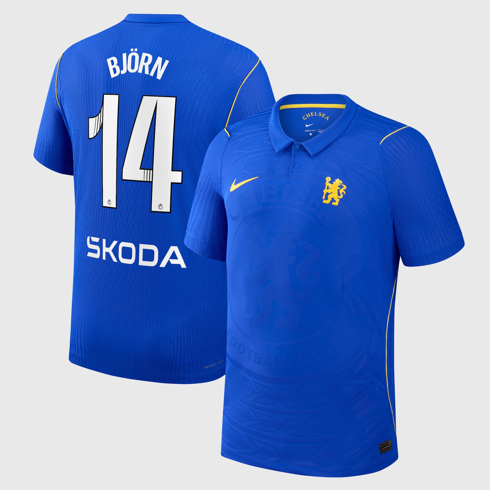 Chelsea WSL Nike Home Aero-FIT Match Shirt 2026-27 with Björn 14 printing