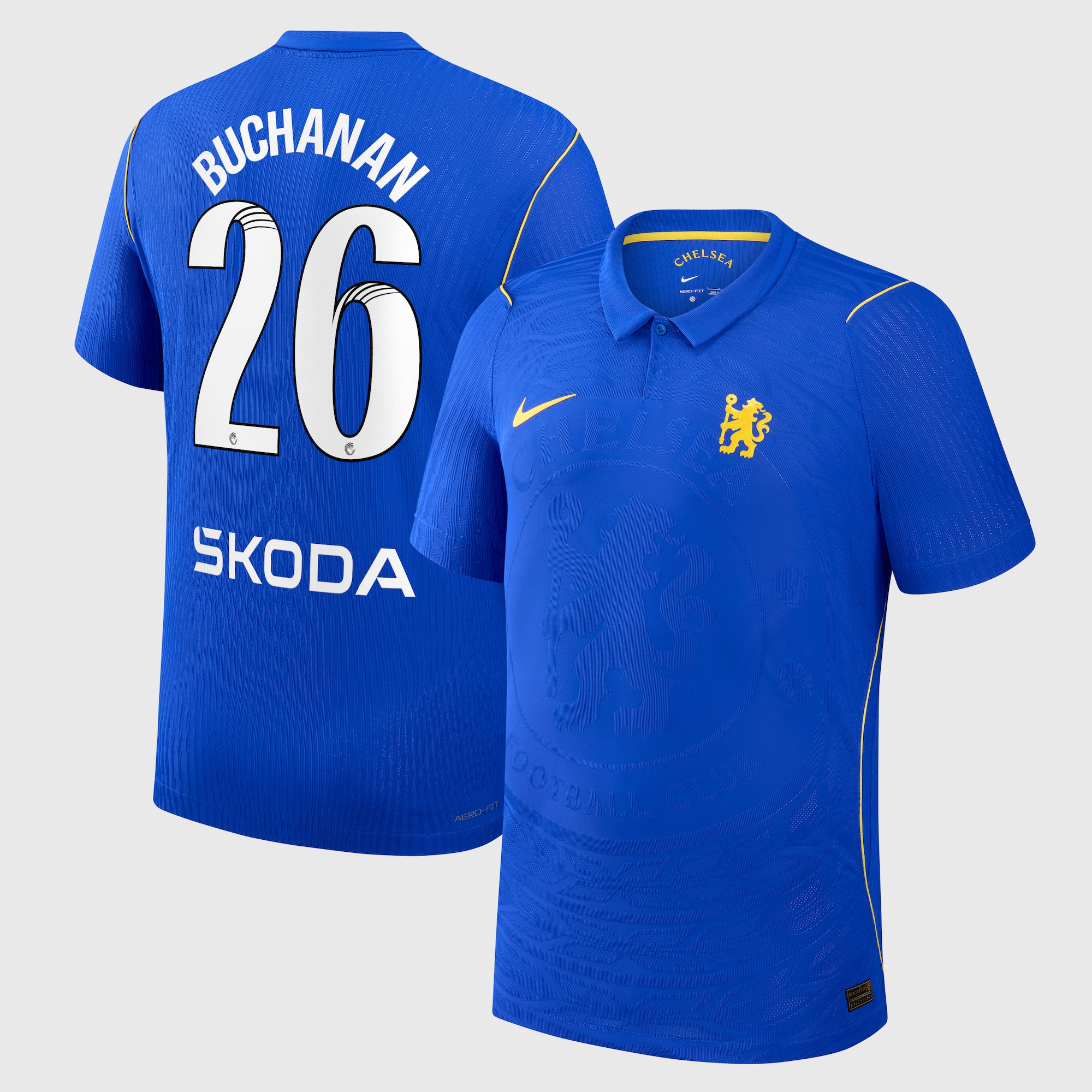 Chelsea WSL Nike Home Aero-FIT Match Shirt 2026-27 with Buchanan 26 printing