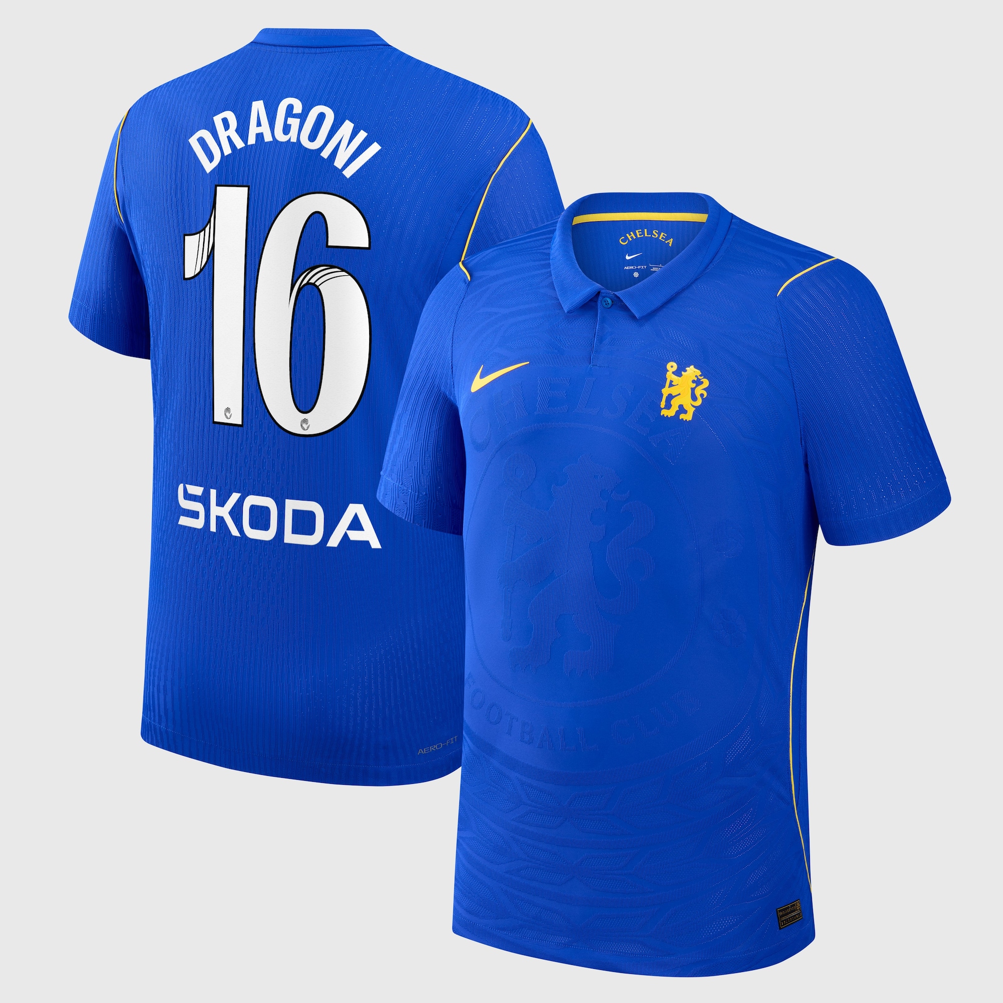 Chelsea WSL Nike Home Aero-FIT Match Shirt 2026-27 with Dragoni 16 printing