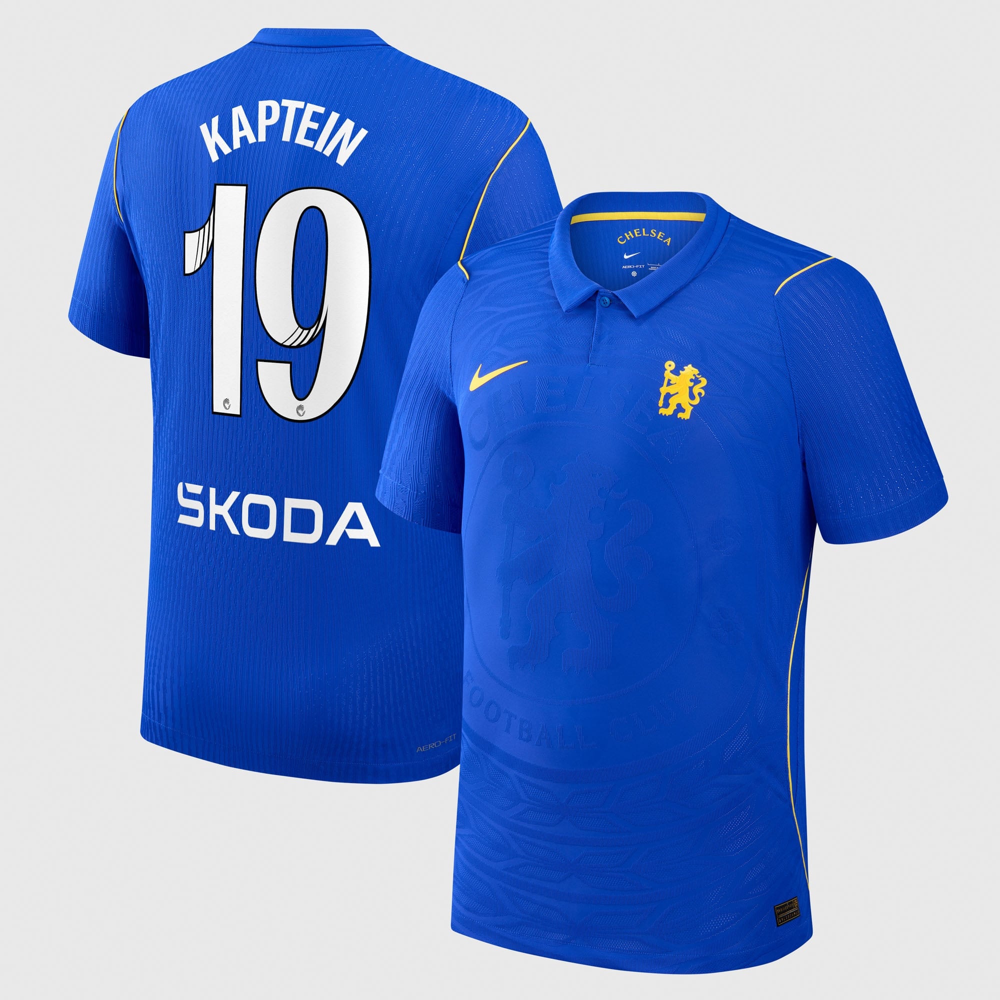 Chelsea WSL Nike Home Aero-FIT Match Shirt 2026-27 with Kaptein 19 printing