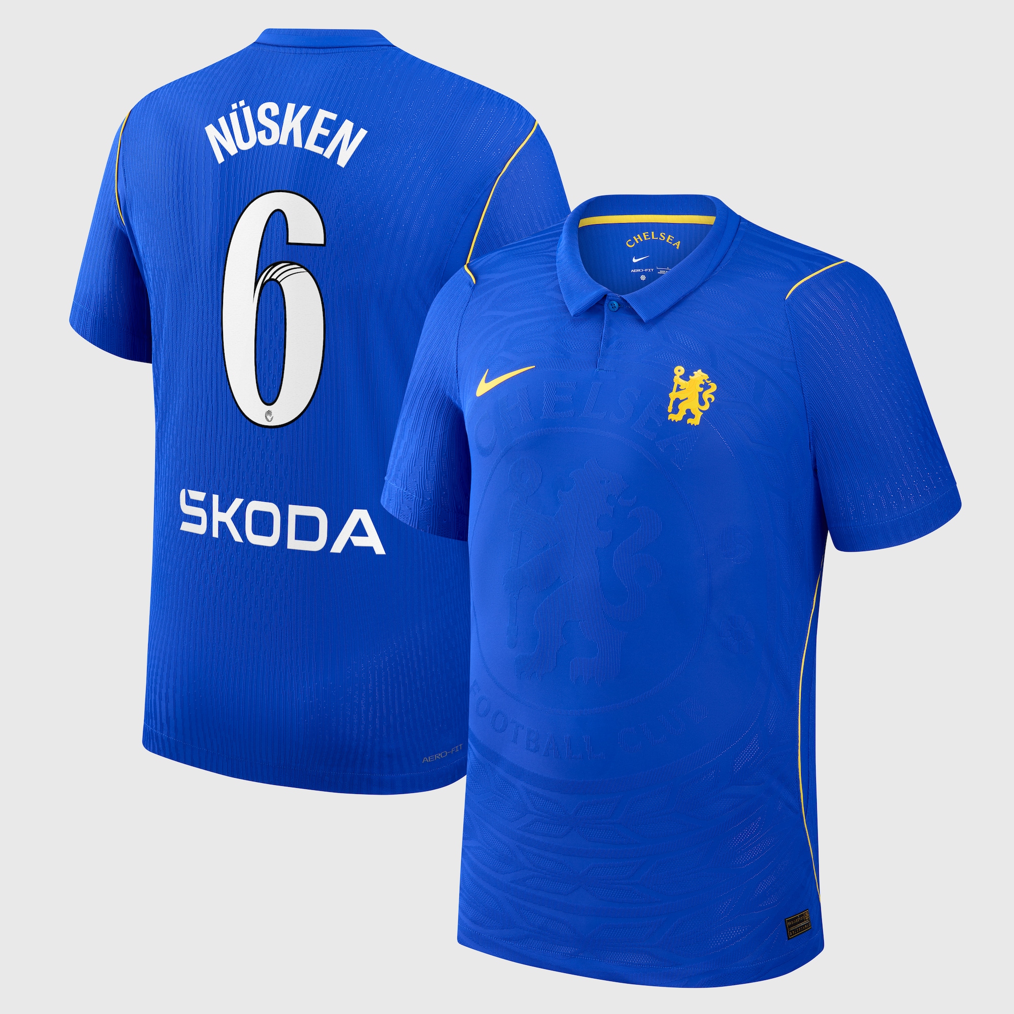 Chelsea WSL Nike Home Aero-FIT Match Shirt 2026-27 with Nüsken 6 printing