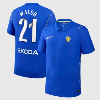 Chelsea WSL Nike Home Aero-FIT Match Shirt 2026-27 with Walsh 21 printing