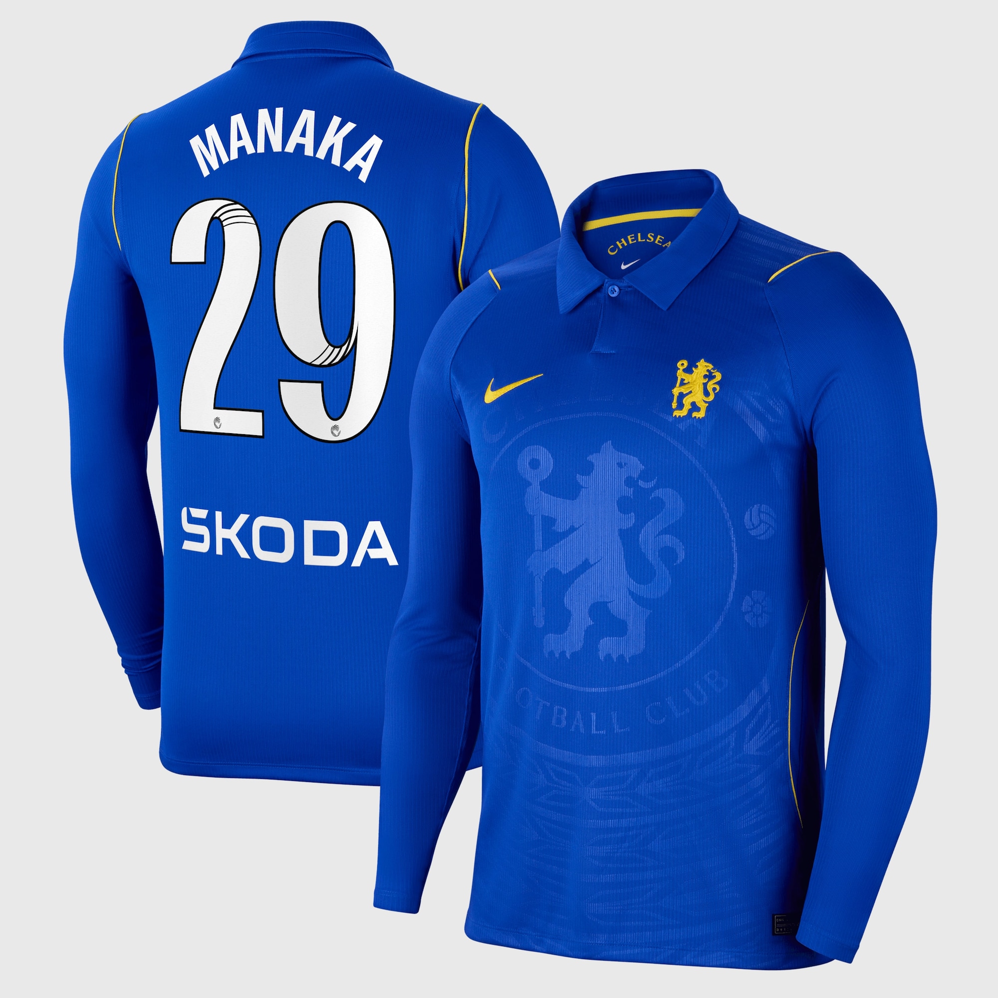 Chelsea WSL Nike Home Stadium Long Sleeve Shirt 2026-27 with Manaka 29 printing