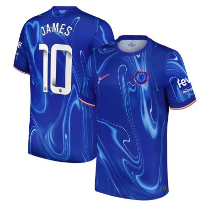 Chelsea WSL Nike Home Stadium Shirt 2024-25 with James 10 printing