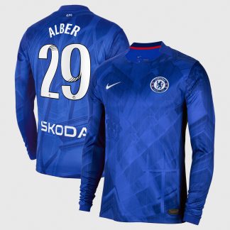 Chelsea WSL Nike Home Stadium Shirt 2025-26 - Long Sleeve with Alber 29 printing