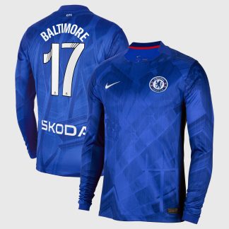 Chelsea WSL Nike Home Stadium Shirt 2025-26 - Long Sleeve with Baltimore 17 printing