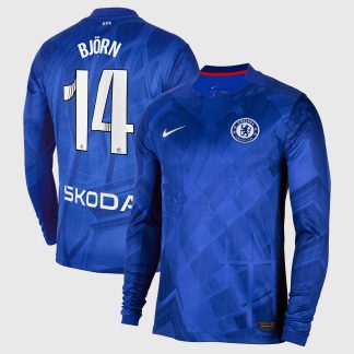 Chelsea WSL Nike Home Stadium Shirt 2025-26 - Long Sleeve with Björn 14 printing