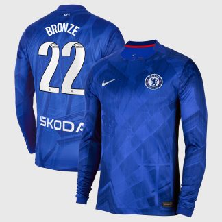 Chelsea WSL Nike Home Stadium Shirt 2025-26 - Long Sleeve with Bronze 22 printing