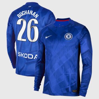 Chelsea WSL Nike Home Stadium Shirt 2025-26 - Long Sleeve with Buchanan 26 printing
