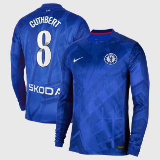 Chelsea WSL Nike Home Stadium Shirt 2025-26 - Long Sleeve with Cuthbert 8 printing