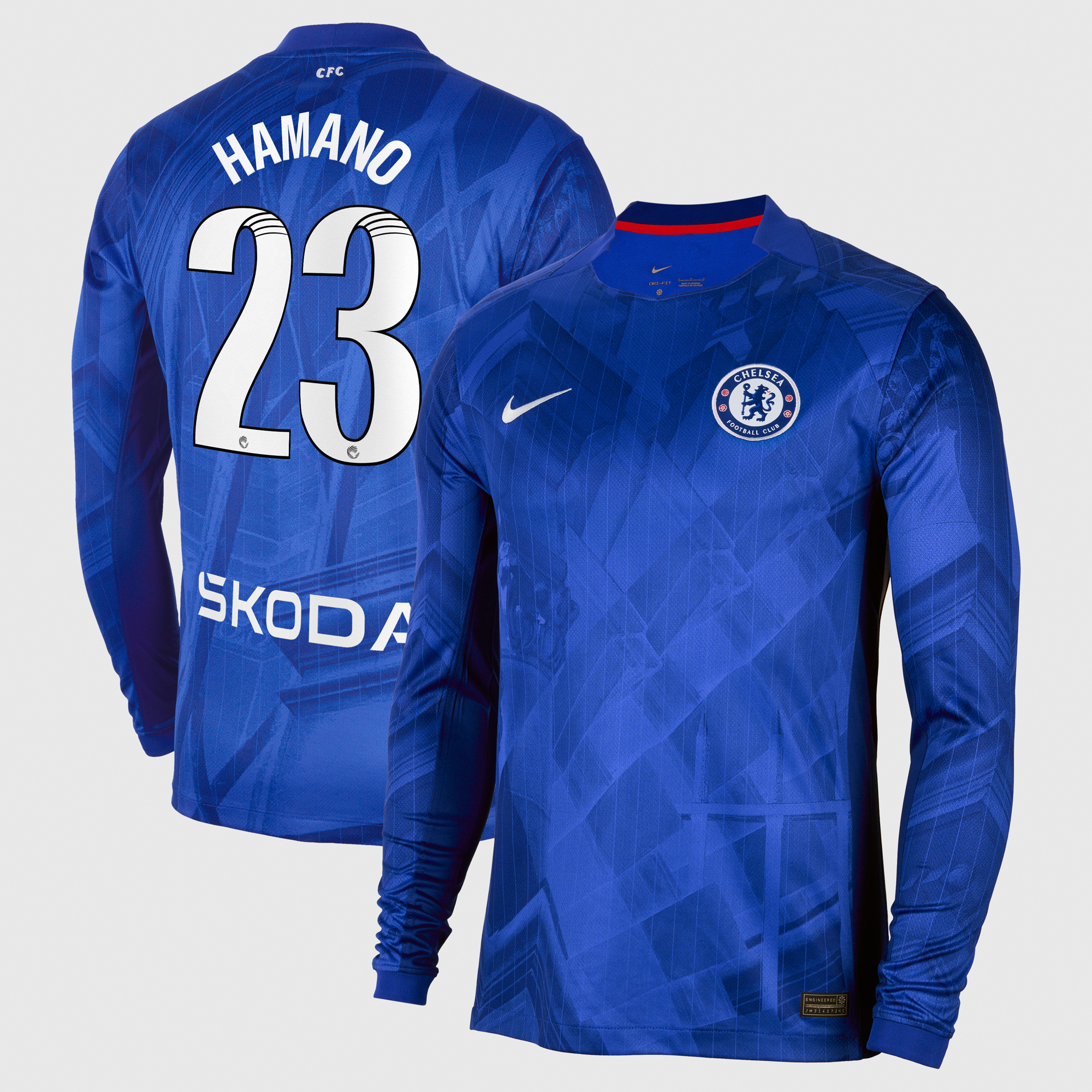 Chelsea WSL Nike Home Stadium Shirt 2025-26 - Long Sleeve with Hamano 23 printing