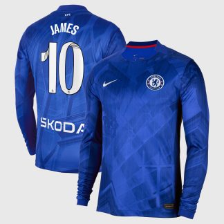 Chelsea WSL Nike Home Stadium Shirt 2025-26 - Long Sleeve with James 10 printing