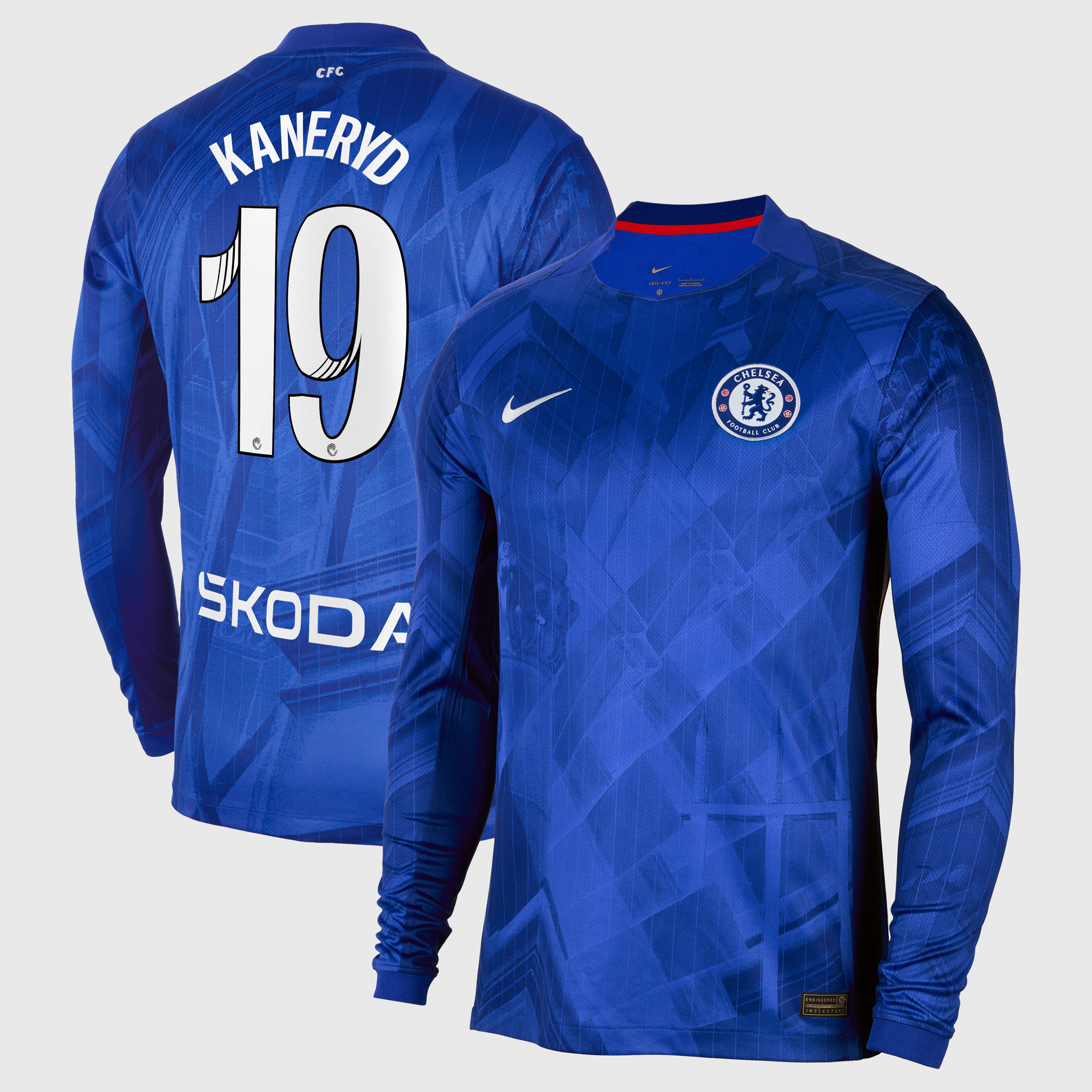 Chelsea WSL Nike Home Stadium Shirt 2025-26 - Long Sleeve with Kaneryd 19 printing