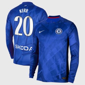 Chelsea WSL Nike Home Stadium Shirt 2025-26 - Long Sleeve with Kerr 20 printing