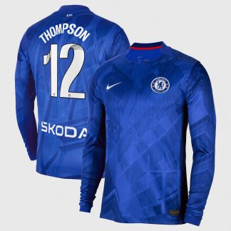 Chelsea WSL Nike Home Stadium Shirt 2025-26 - Long Sleeve with Thompson 12 printing