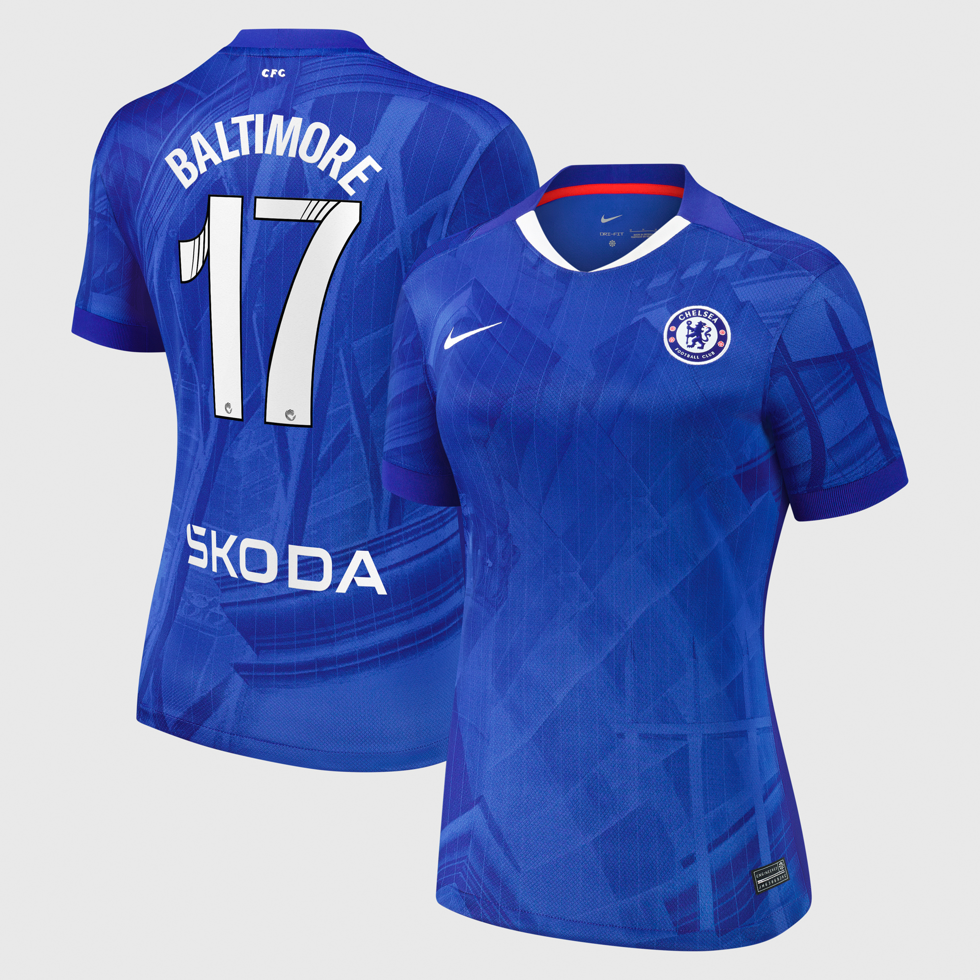 Chelsea WSL Nike Home Stadium Shirt 2025-26 - Womens with Baltimore 17 printing