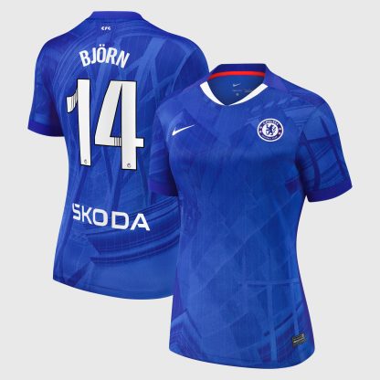 Chelsea WSL Nike Home Stadium Shirt 2025-26 - Womens with Björn 14 printing