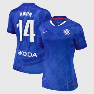 Chelsea WSL Nike Home Stadium Shirt 2025-26 - Womens with Björn 14 printing