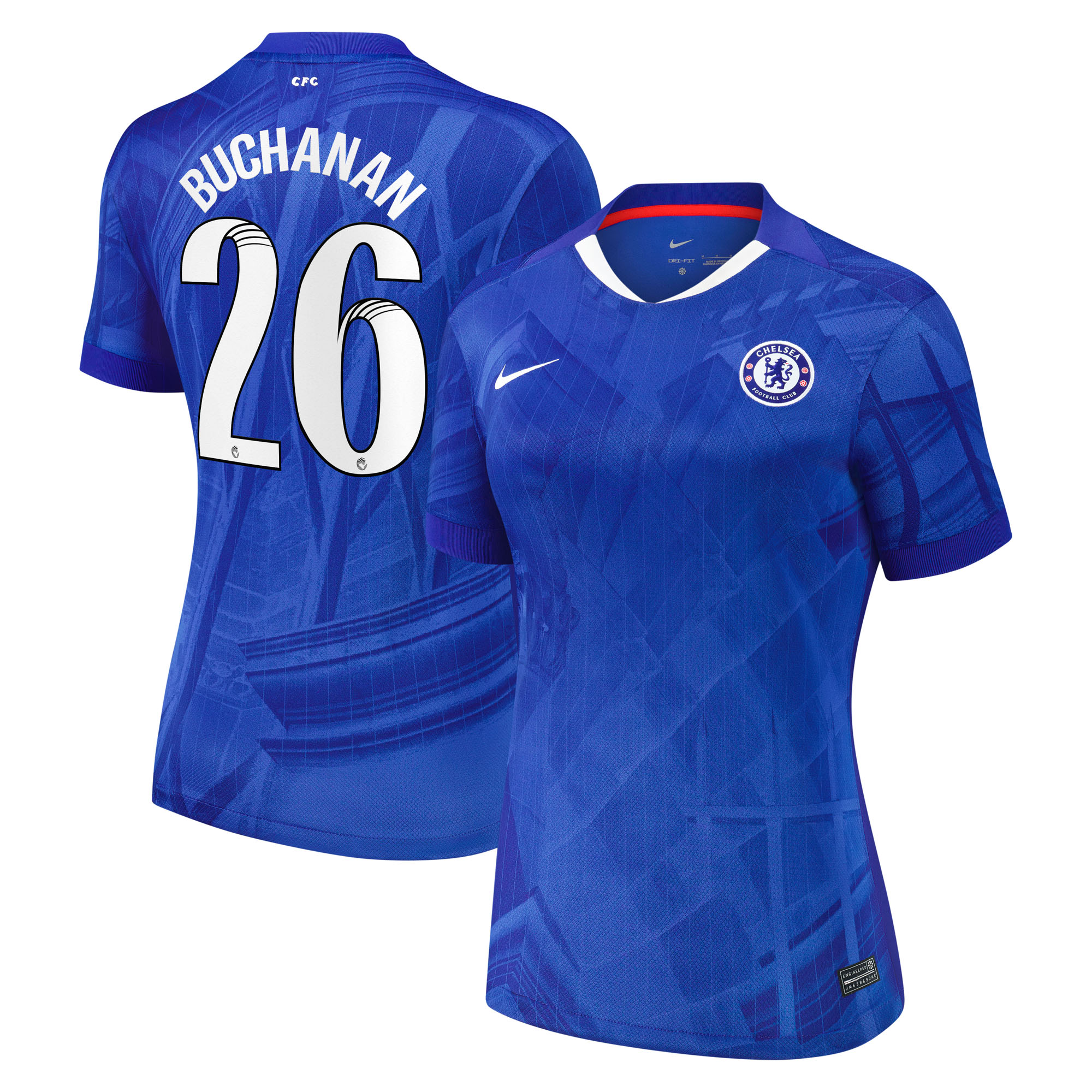 Chelsea WSL Nike Home Stadium Shirt 2025-26 - Womens with Buchanan 26 printing