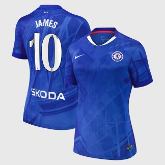 Chelsea WSL Nike Home Stadium Shirt 2025-26 - Womens with James 10 printing