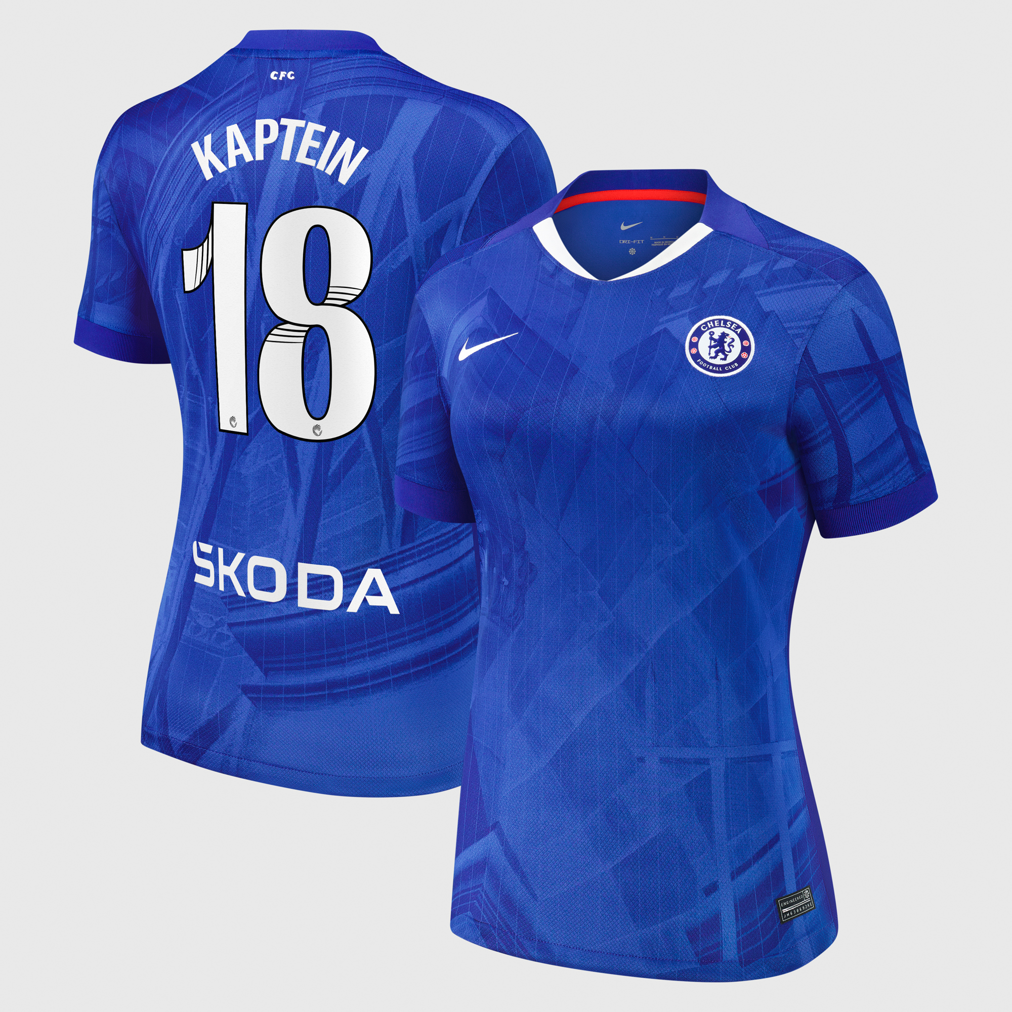 Chelsea WSL Nike Home Stadium Shirt 2025-26 - Womens with Kaptein 18 printing
