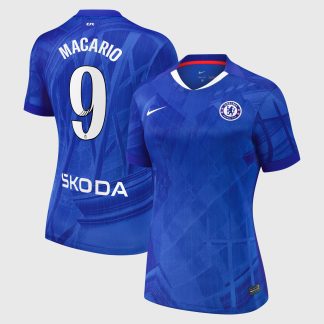 Chelsea WSL Nike Home Stadium Shirt 2025-26 - Womens with Macario 9 printing