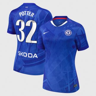 Chelsea WSL Nike Home Stadium Shirt 2025-26 - Womens with Potter 32 printing