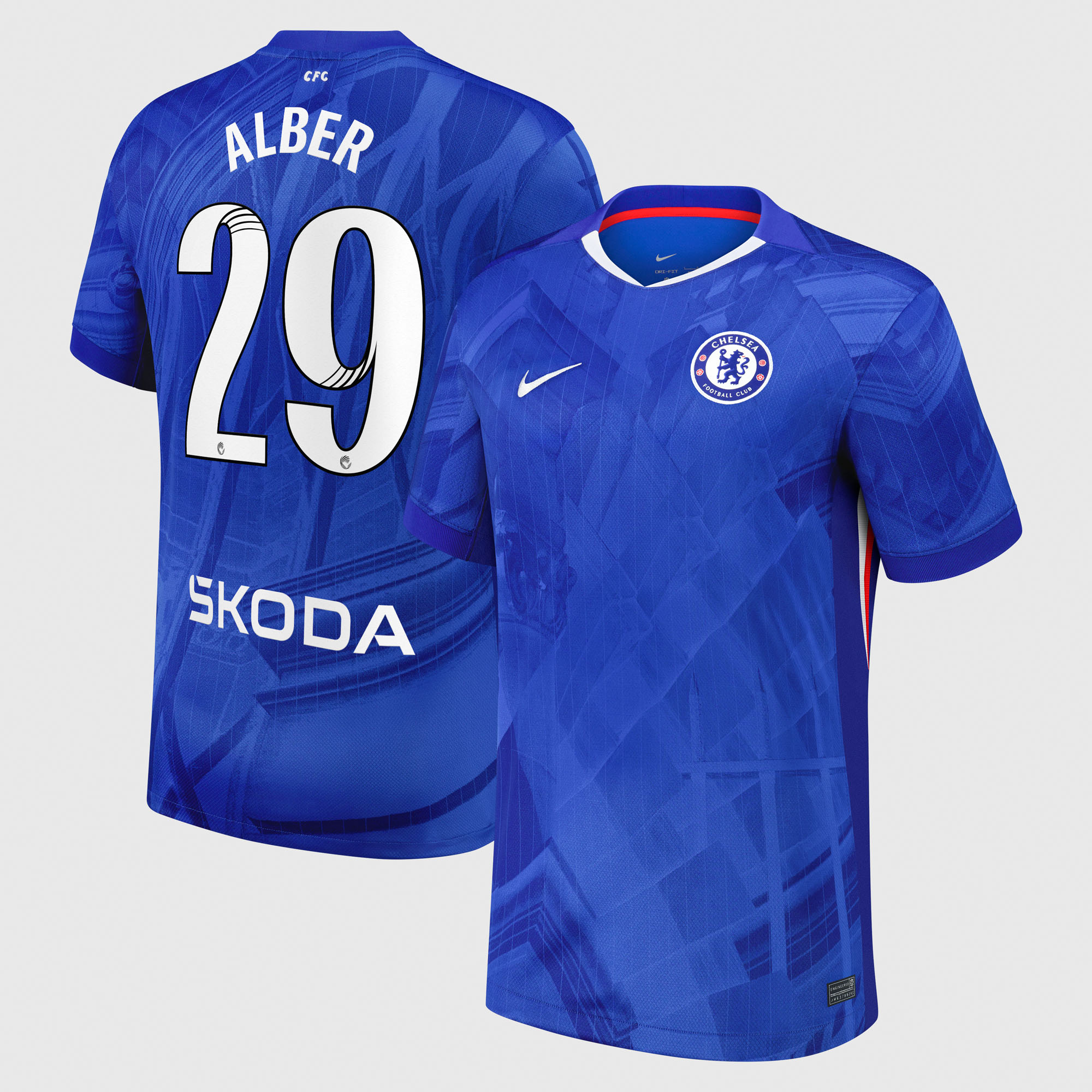 Chelsea WSL Nike Home Stadium Shirt 2025-26 with Alber 29 printing