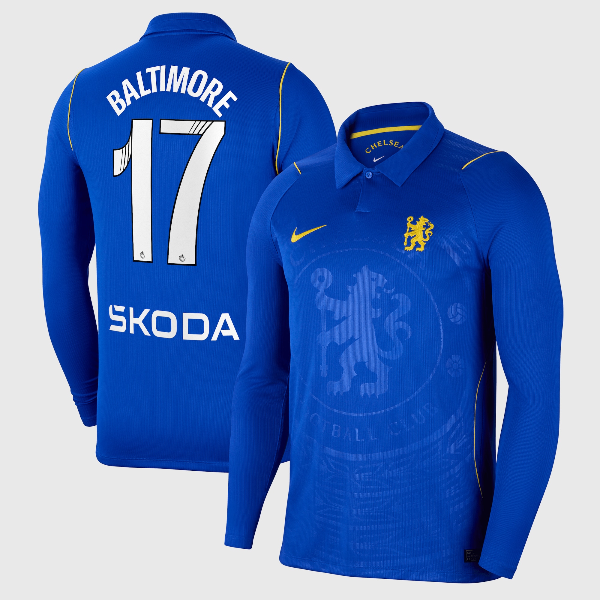 Chelsea WSL Nike Home Stadium Shirt 2026-27 - Long Sleeve with Baltimore 17 printing