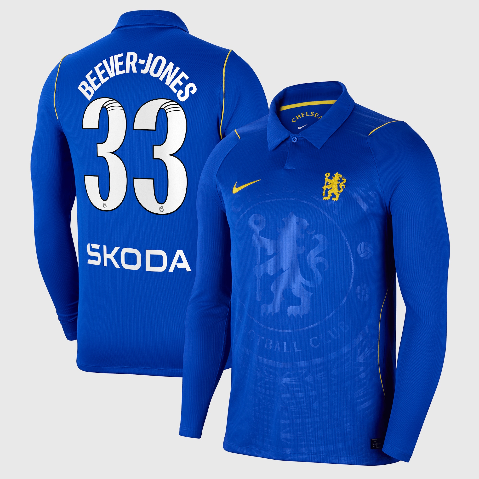 Chelsea WSL Nike Home Stadium Shirt 2026-27 - Long Sleeve with Beever-Jones 33 printing