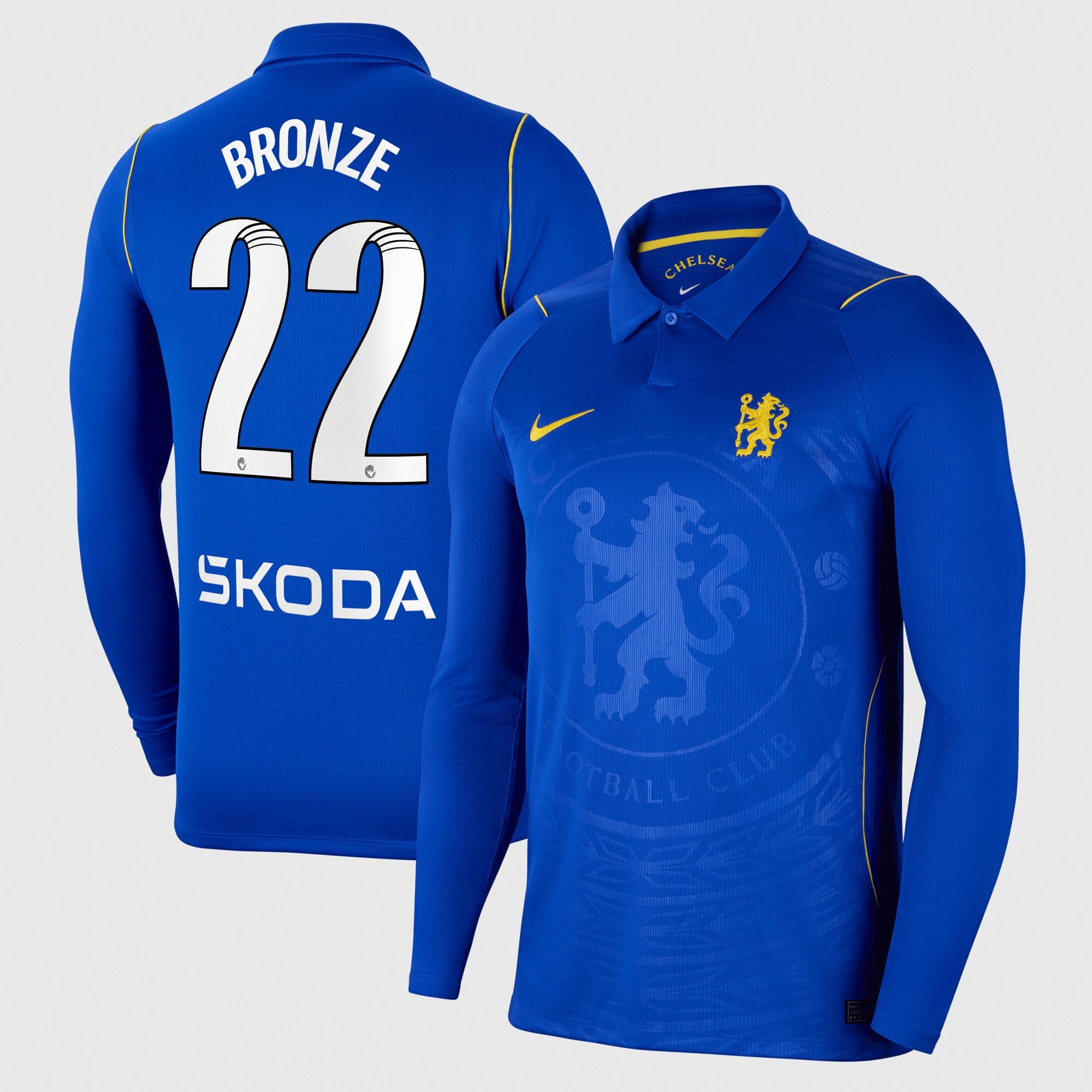 Chelsea WSL Nike Home Stadium Shirt 2026-27 - Long Sleeve with Bronze 22 printing