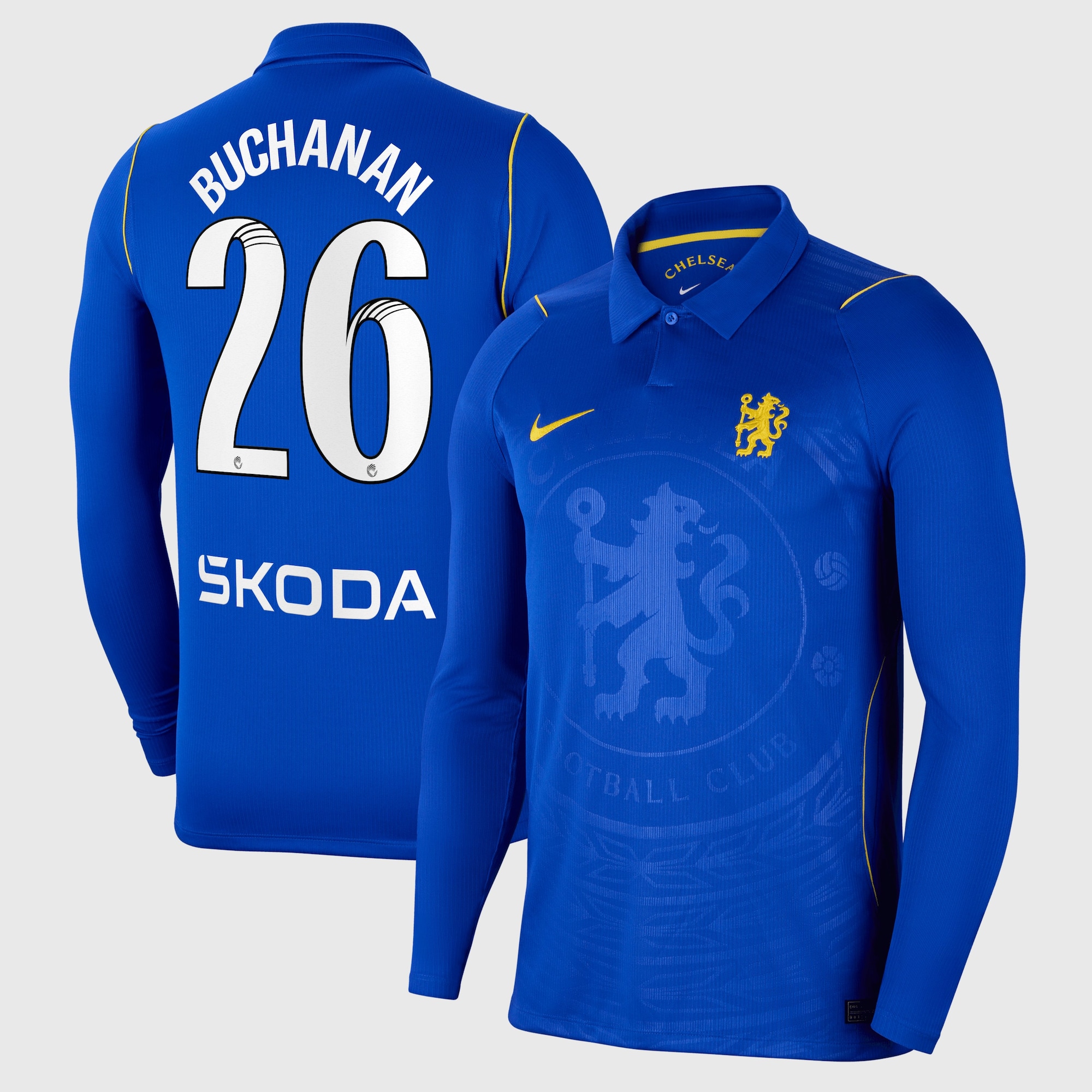 Chelsea WSL Nike Home Stadium Shirt 2026-27 - Long Sleeve with Buchanan 26 printing