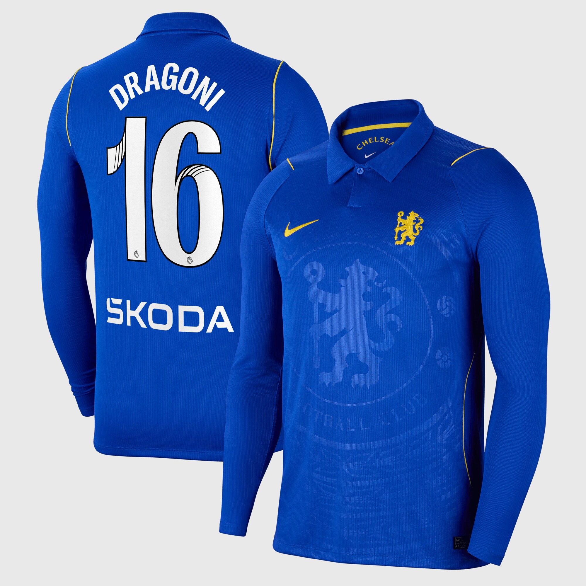 Chelsea WSL Nike Home Stadium Shirt 2026-27 - Long Sleeve with Dragoni 16 printing
