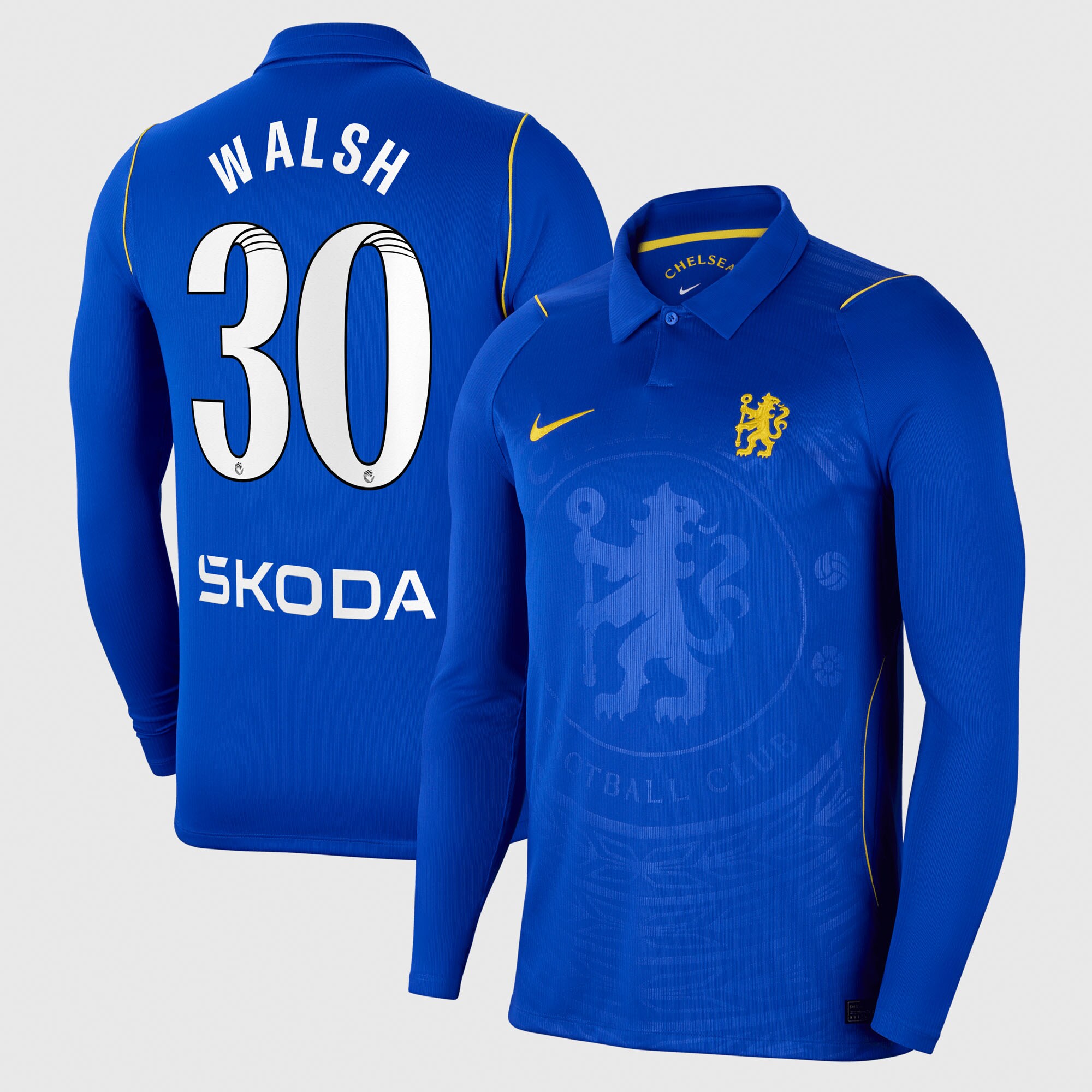 Chelsea WSL Nike Home Stadium Shirt 2026-27 - Long Sleeve with Walsh 30 printing