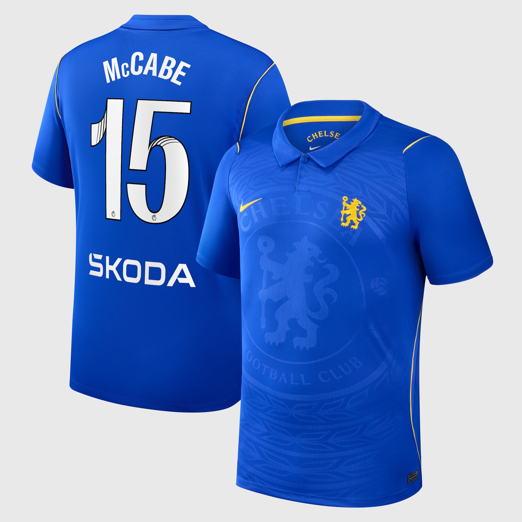 Chelsea WSL Nike Home Stadium Shirt 2026-27 with McCabe 15 printing